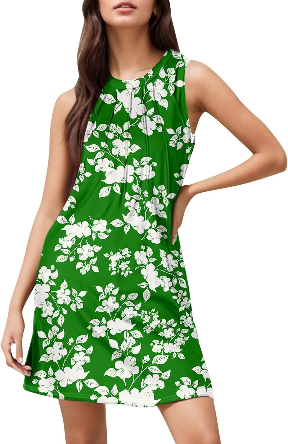 Beach Dresses for Women Casual Scoop Neck Sleeveless Midi Dress Plus Size Summer Boho Graphic Sundresses
