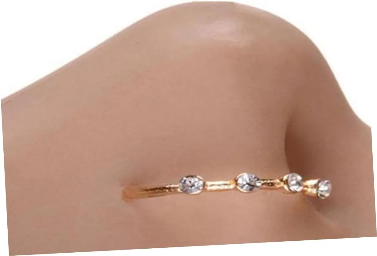Beautiful Nose Ring Studs Crystal Gold Nose Ring Hoop for Fashion Decor