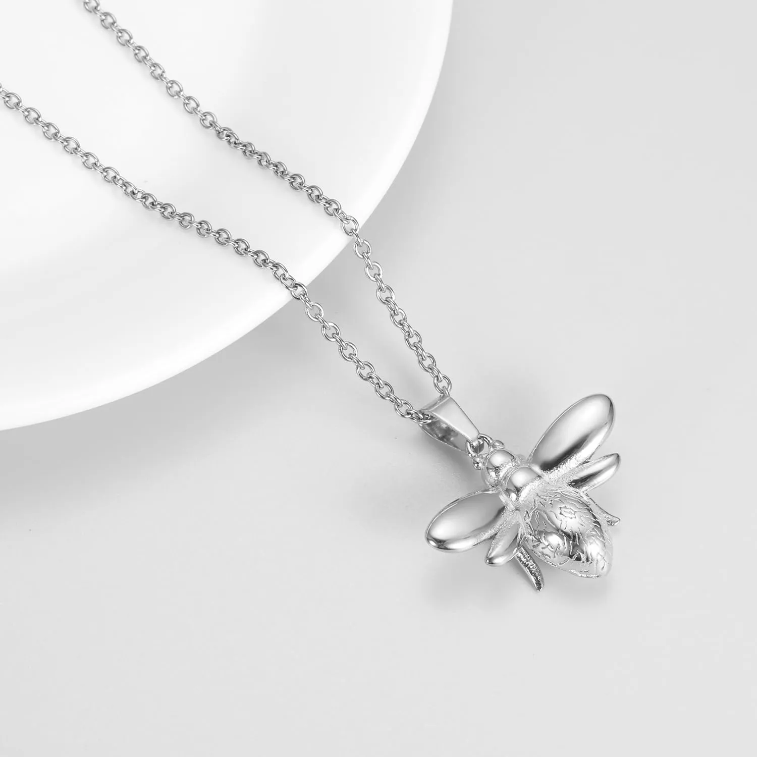 Bee Ashes Necklace For Women Stainless Steel Cremation Urn Jewelry For Ashes Of Loved Ones Keepsake Memorial With Filling Kits