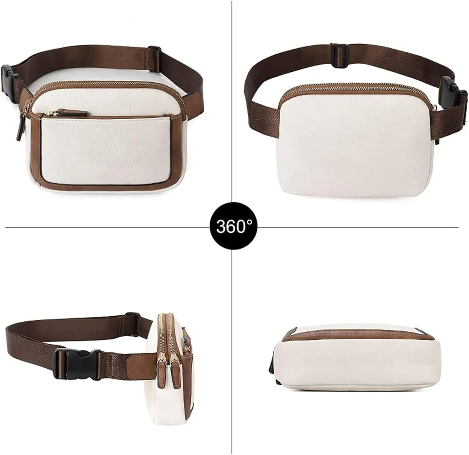 Belt Bag for Women Men Water Proof Mini Everywhere Crossbody Waist Bag Adjustable Strap Vegan Leather Women's Fanny Pack with Zipper
