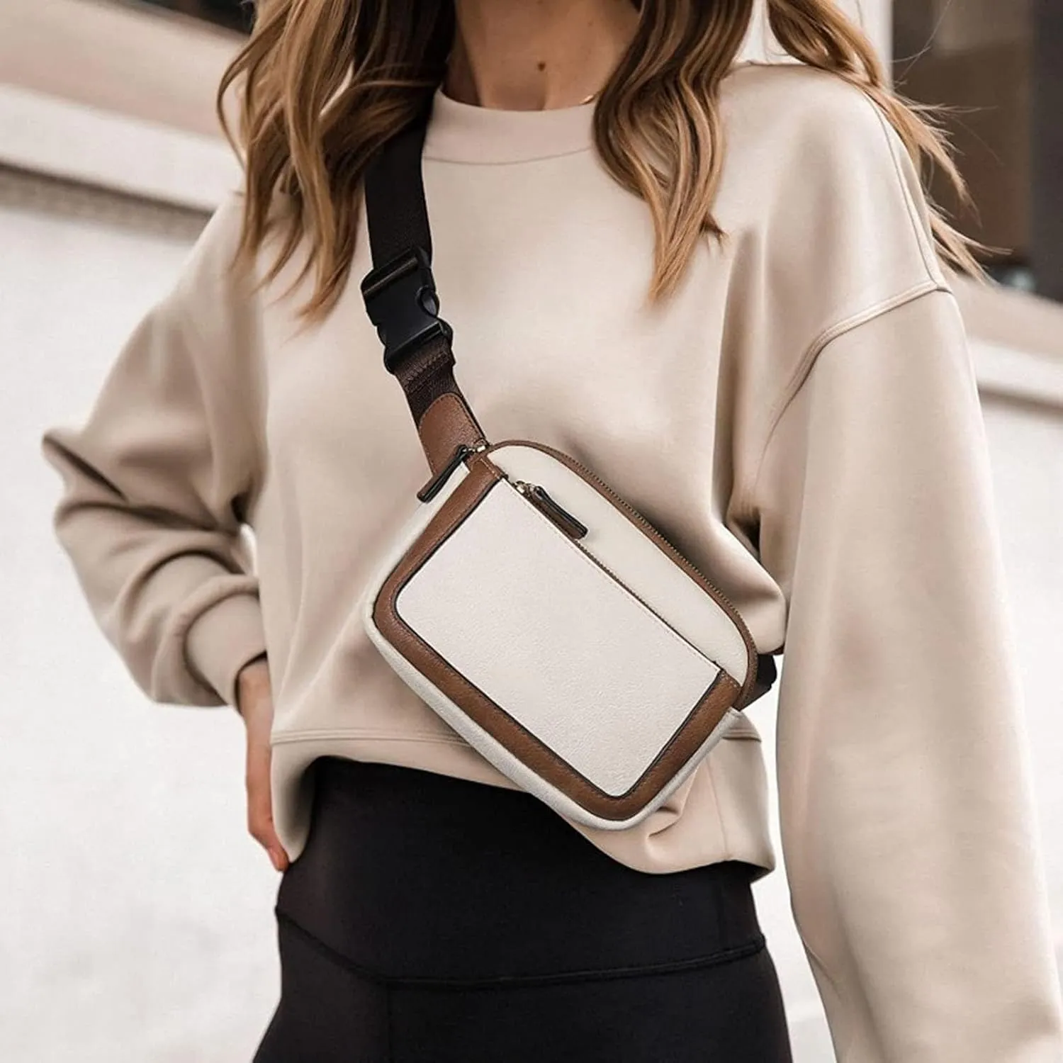 Belt Bag for Women Men Water Proof Mini Everywhere Crossbody Waist Bag Adjustable Strap Vegan Leather Women's Fanny Pack with Zipper