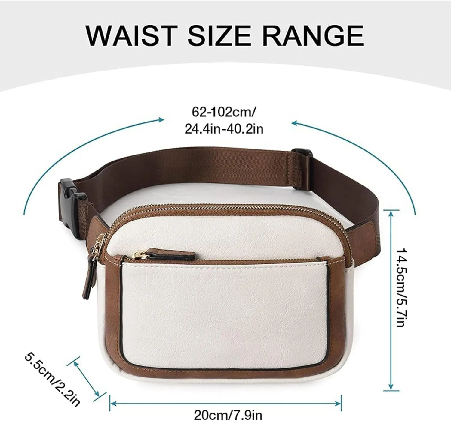Belt Bag for Women Men Water Proof Mini Everywhere Crossbody Waist Bag Adjustable Strap Vegan Leather Women's Fanny Pack with Zipper