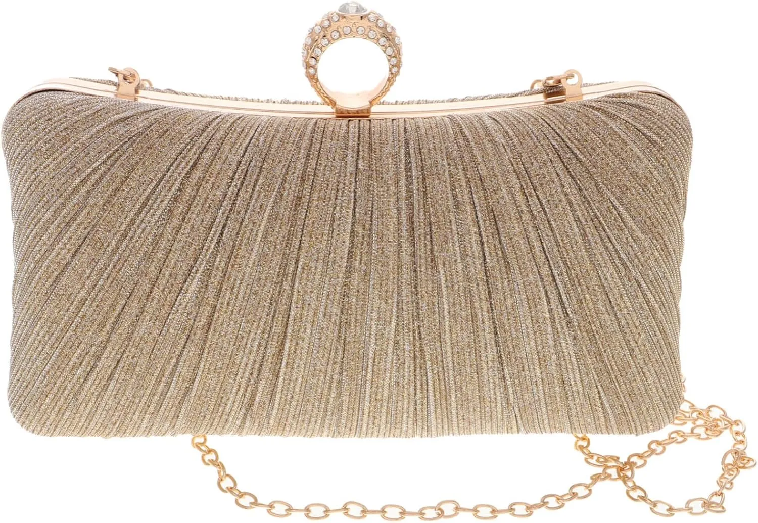 BESTYASH Gold Clutch Purses Evening Bags for Women Formal Clutch Purse Small Dress Purse Satin and Zinc Alloy Handbag