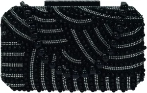Black Pearl Bridal Clutch Purse Beaded Evening Bag Women Vintage Party Prom Bride Handbag