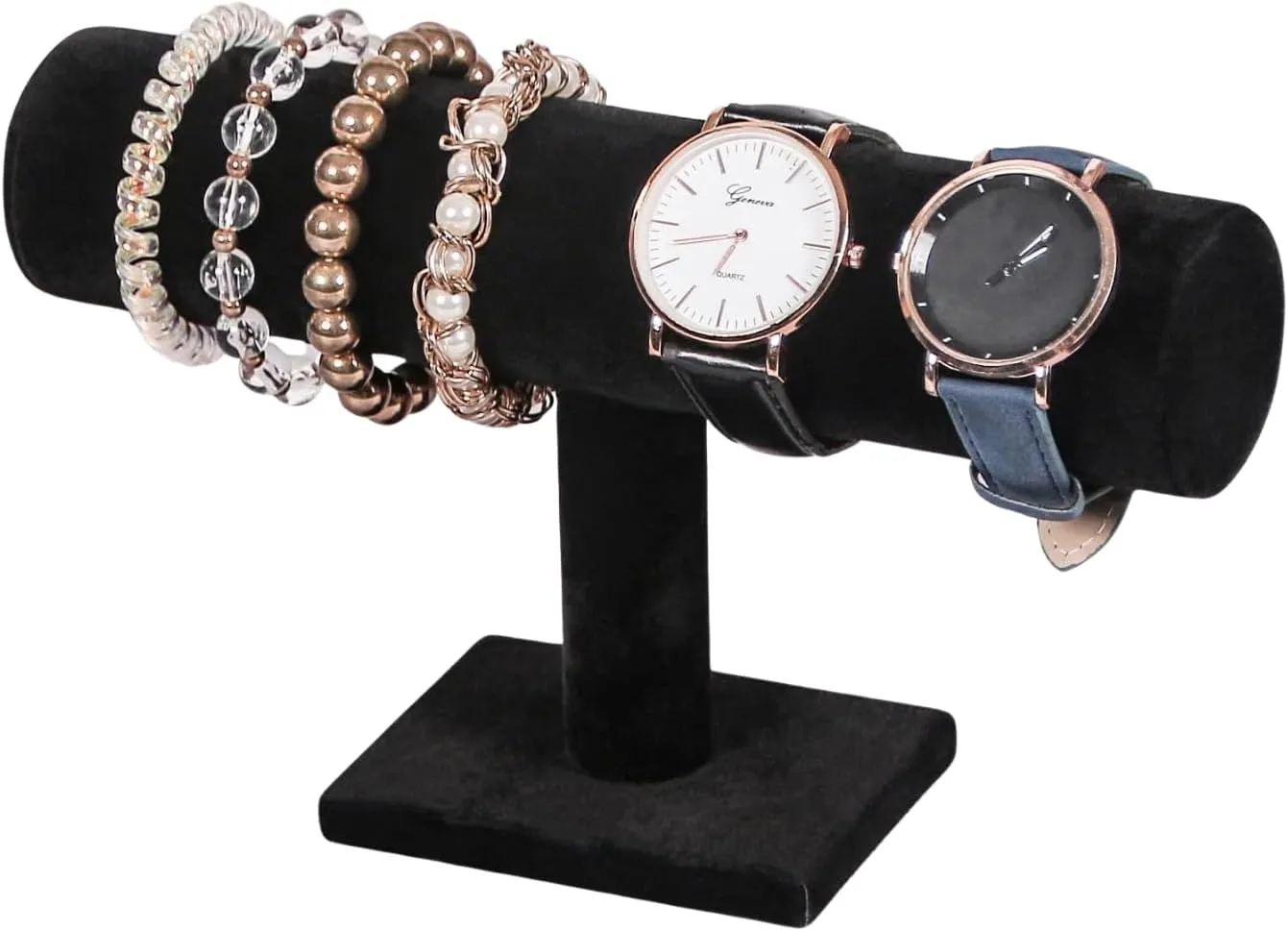 Black Velvet T-Bar Bracelet Display Stand - Jewelry Organizer Tower Stands for Necklace Bangles Pendants Watch Anklets Scrunchie Storage - Hair Tie Organizer for Selling or Personal Use