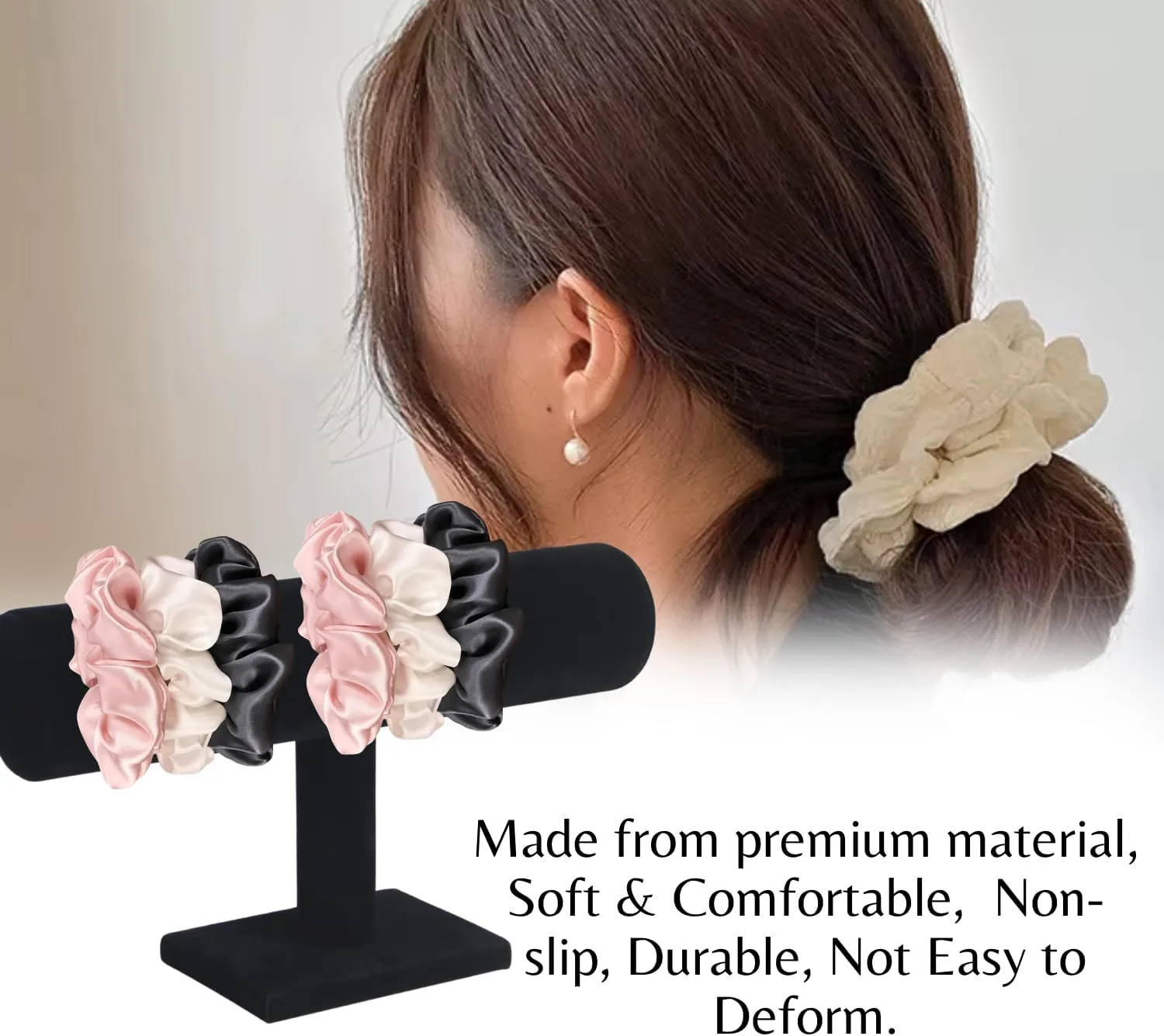 Black Velvet T-Bar Bracelet Display Stand - Jewelry Organizer Tower Stands for Necklace Bangles Pendants Watch Anklets Scrunchie Storage - Hair Tie Organizer for Selling or Personal Use
