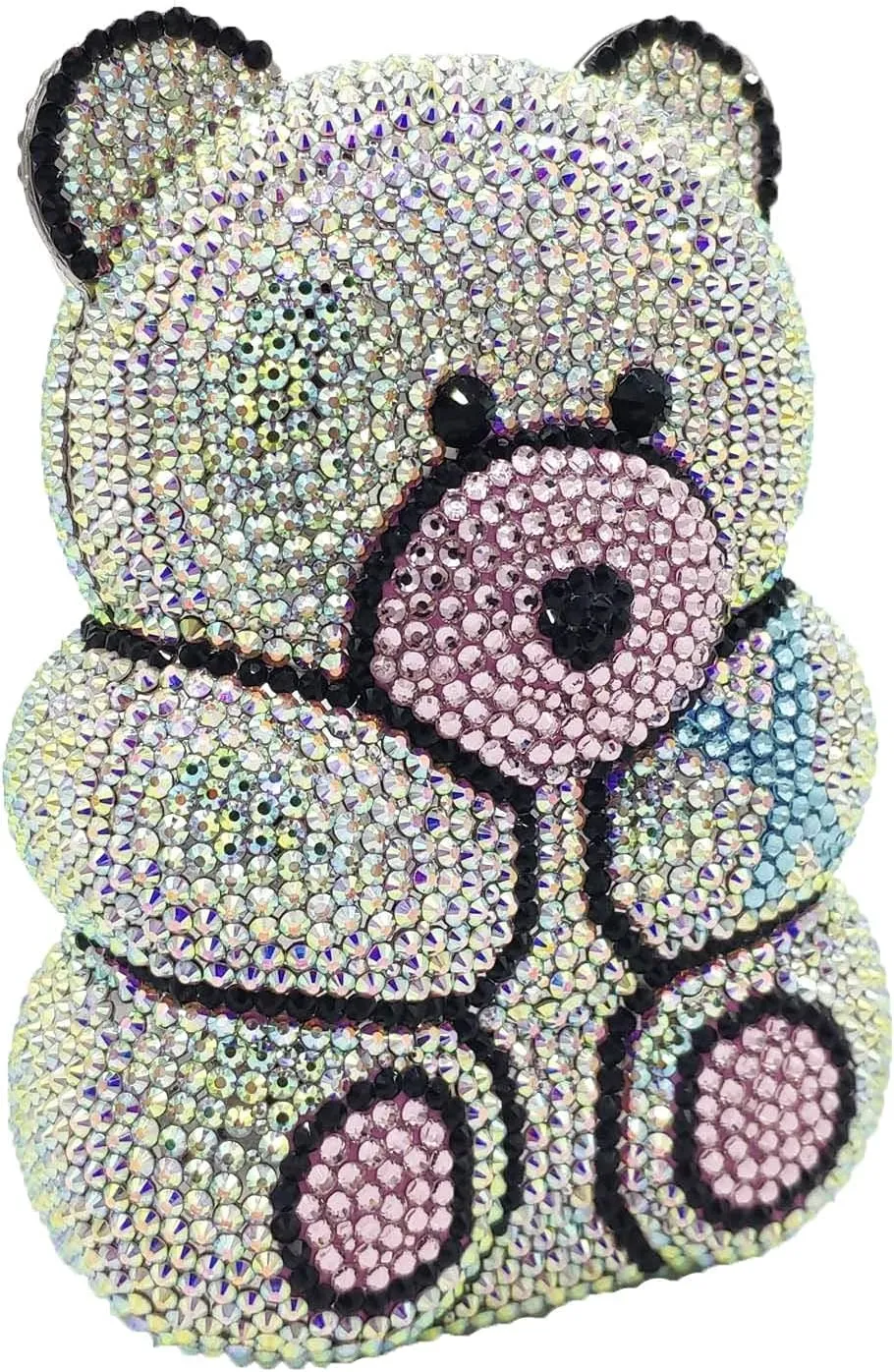 Boutique De FGG Bear Evening Bags and clutches for Women Formal Crystal Clutch Purse Party Animal Rhinestone Handbags,Mini