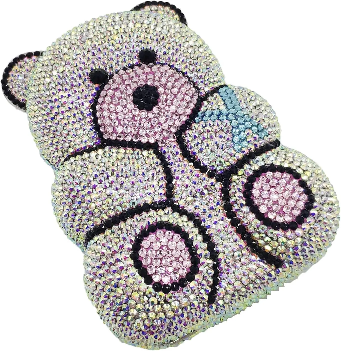 Boutique De FGG Bear Evening Bags and clutches for Women Formal Crystal Clutch Purse Party Animal Rhinestone Handbags,Mini
