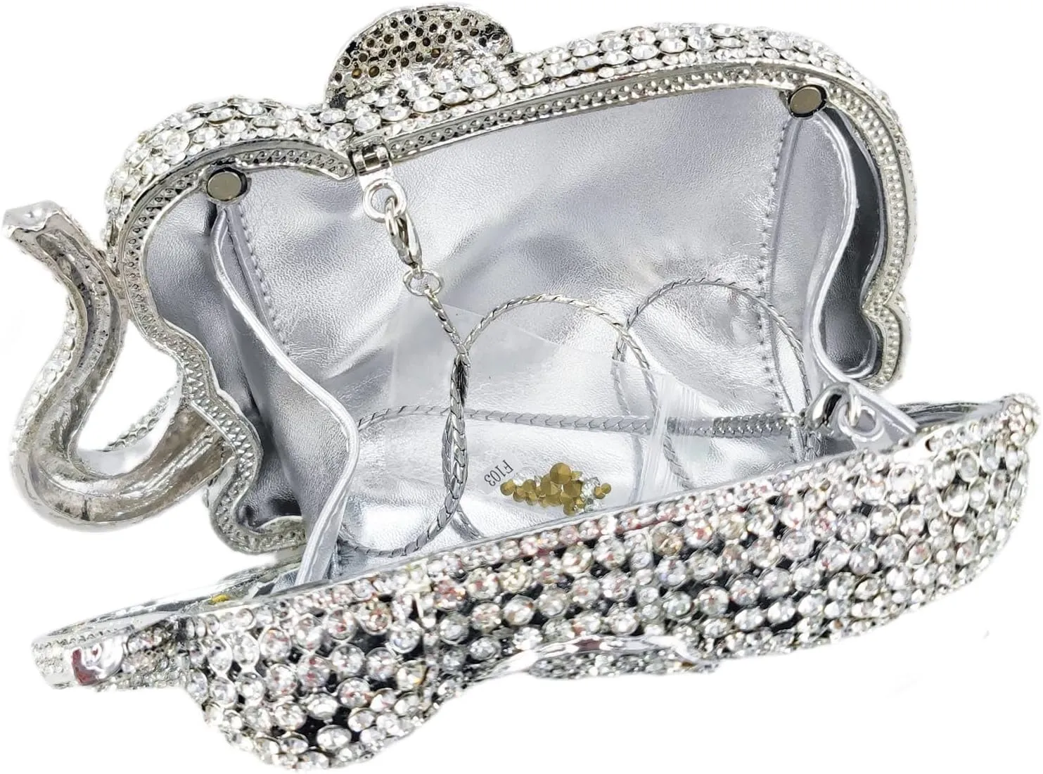 Boutique De FGG Elephant Crystal Clutch Bags Women Animal Rhinestone Evening Handbags Bridal Party Crystal Clutch Purse,Mini