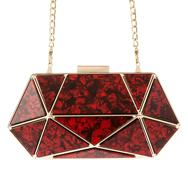 Brown Blue Red White Color Acrylic Clutches