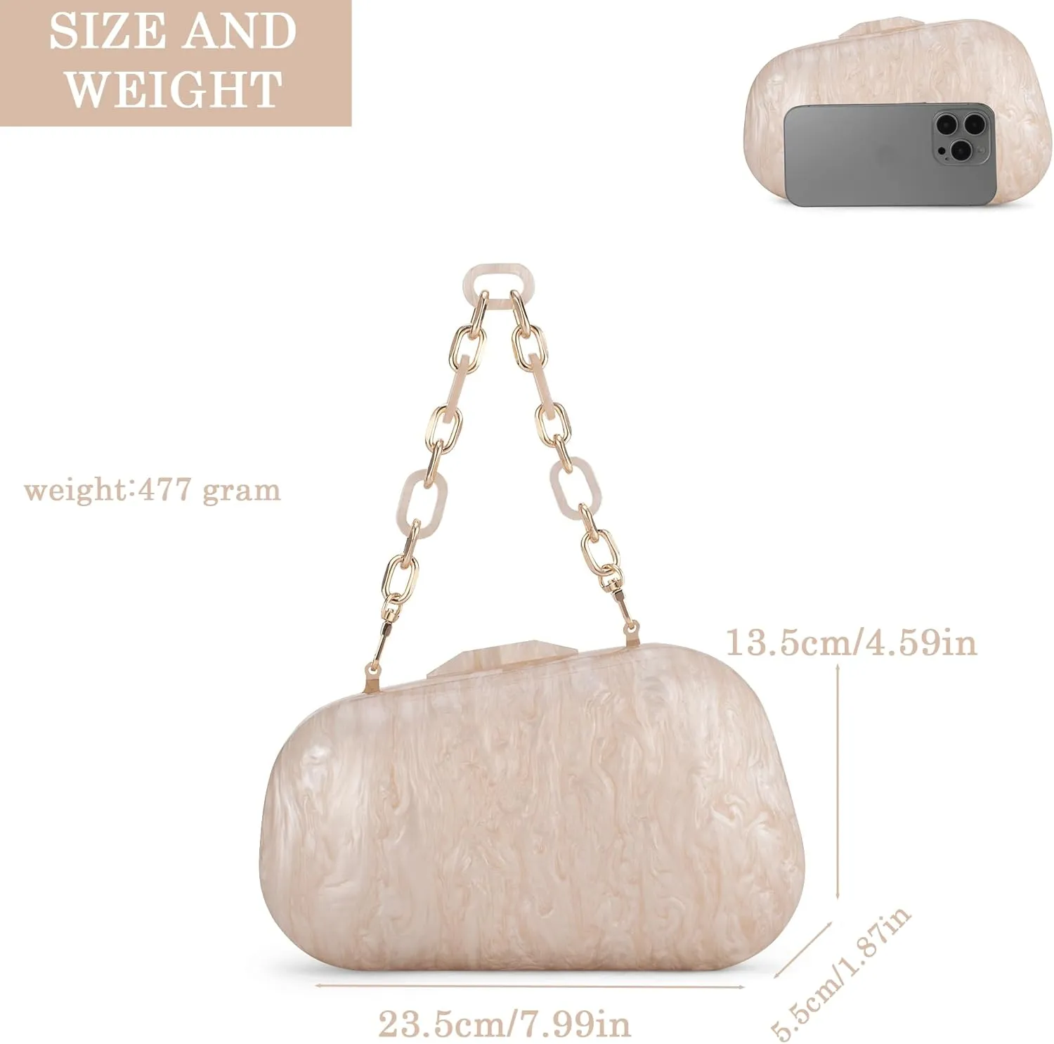 Buric Acrylic Clutch Purse for Women Marbling Evening Wedding Handbags Acrylic Shell Box Purses for Party Prom Cocktail