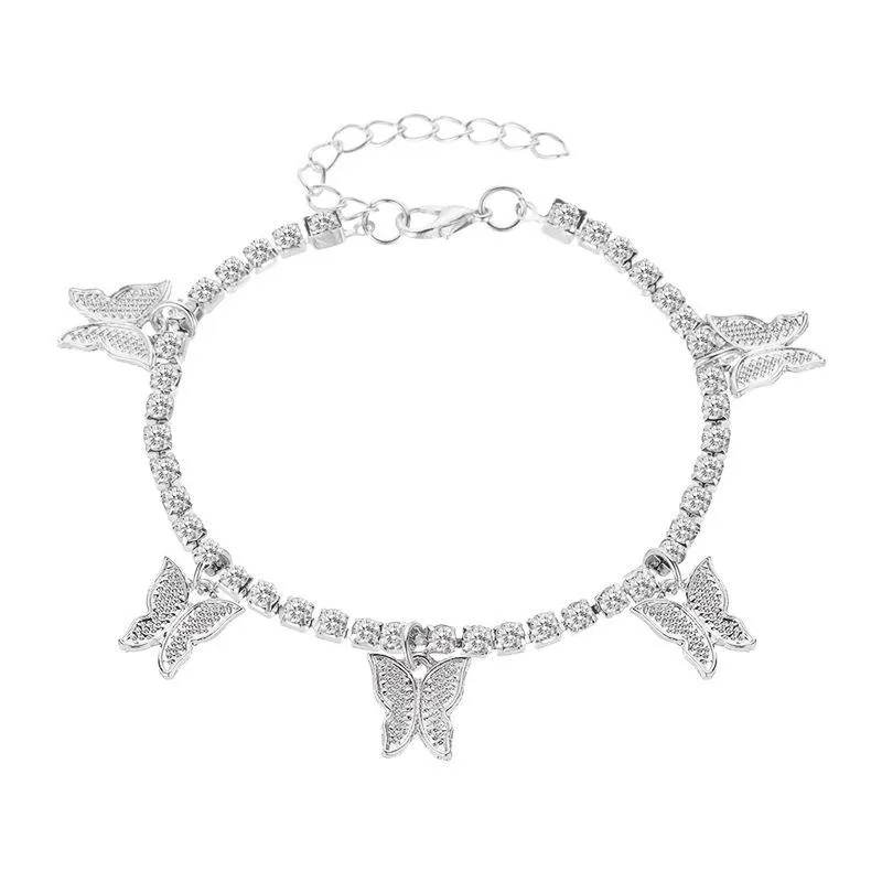 Butterfly Glitz Diamond Cuban Link Anklet