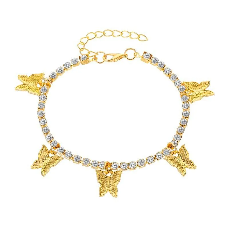 Butterfly Glitz Diamond Cuban Link Anklet
