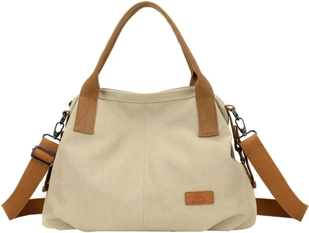 Canvas Tote Bags for Women Satchel Handbags Crossbody Shoulder Bag with Pockets Travel Tote Purse