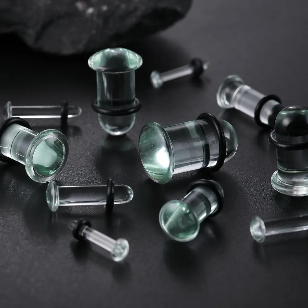 Casvort Unique 0.5mm Increments 14G-00g Comfy Pain-free Single Flare Glass Dead Stretching Plugs, Hypoallergenic Body Piercing Tapers, Pierced Ear Lobe Stretching Kits.