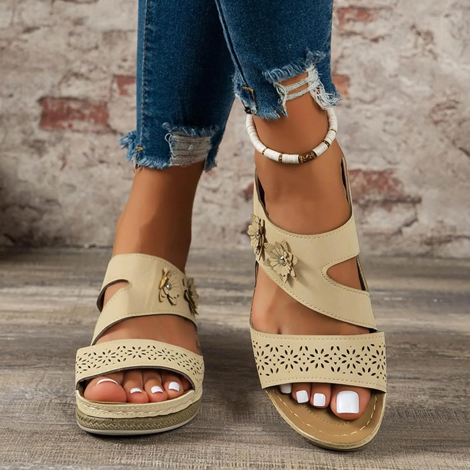 Cathalem Flat Sandals for Women, Orthopedic Sandals for Women Dressy Wide Width Summer Comfortable Walking Sandals
