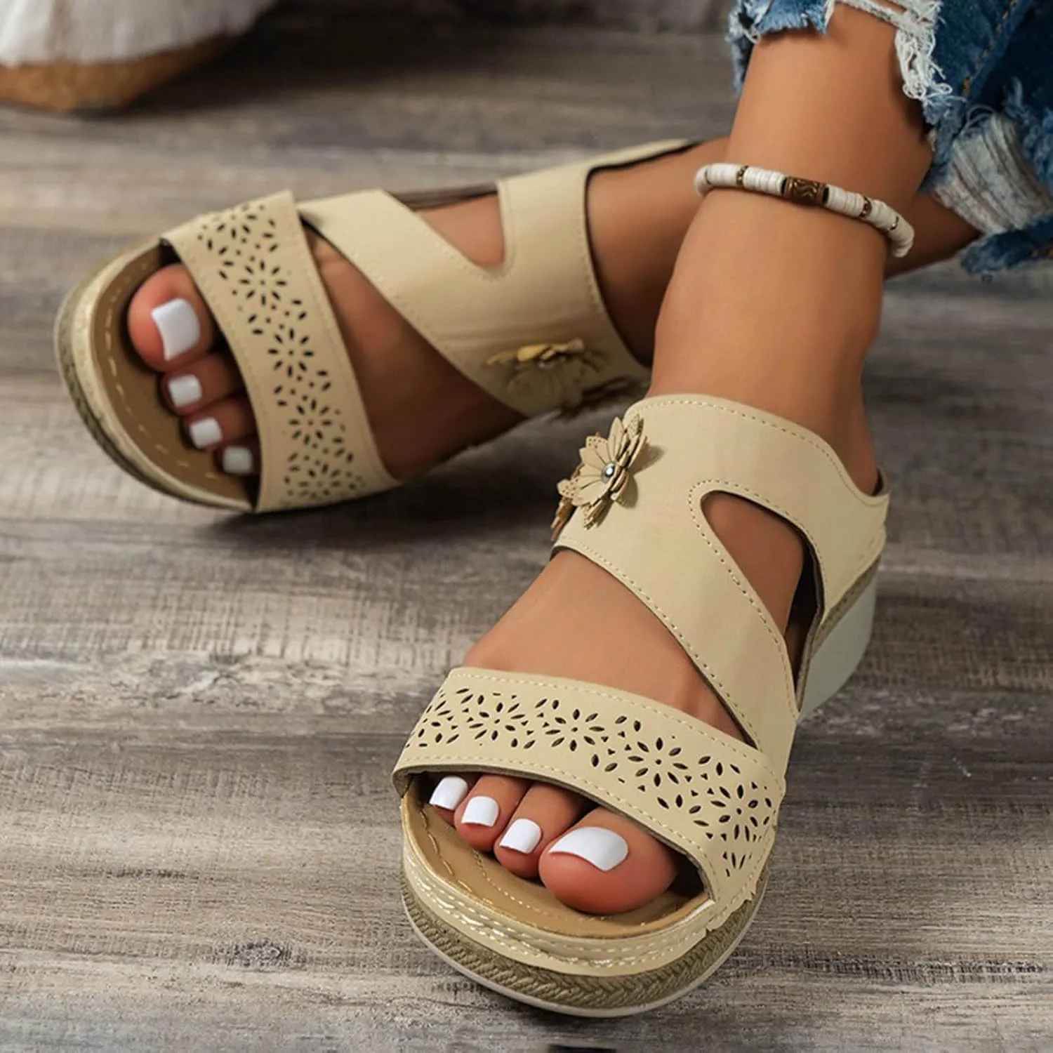 Cathalem Flat Sandals for Women, Orthopedic Sandals for Women Dressy Wide Width Summer Comfortable Walking Sandals