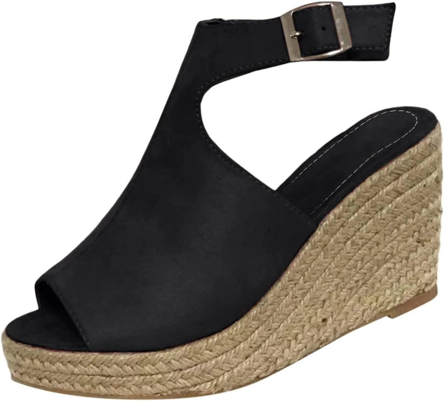 Causal Linen platform sandals women Wedge Sandals for Women,Sandals for Women Dressy Summer Espadrille Platform Wedges Summer Travel Beach Sandals Outdoor Shoes