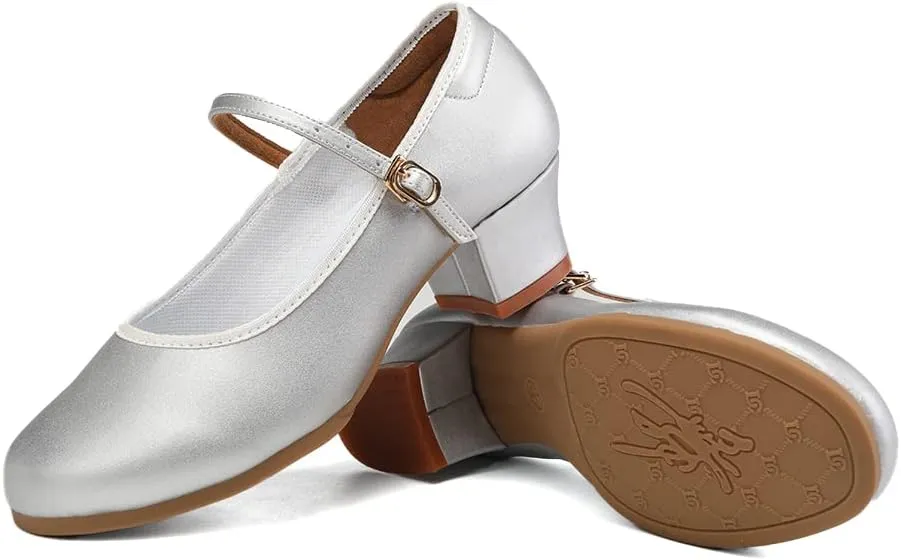 Character Shoes for Women Dance Shoes Low Heel Salsa Ballroom Tango Latin Flamenco Performance with Arch Support Dance Heels