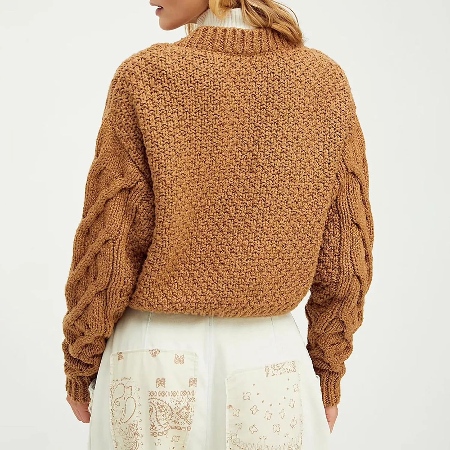 Chunky Knitted Crochet Cardigan Sweaters for Women Crewneck Long Sleeve Button Down Jackets Casual Open Front Coat