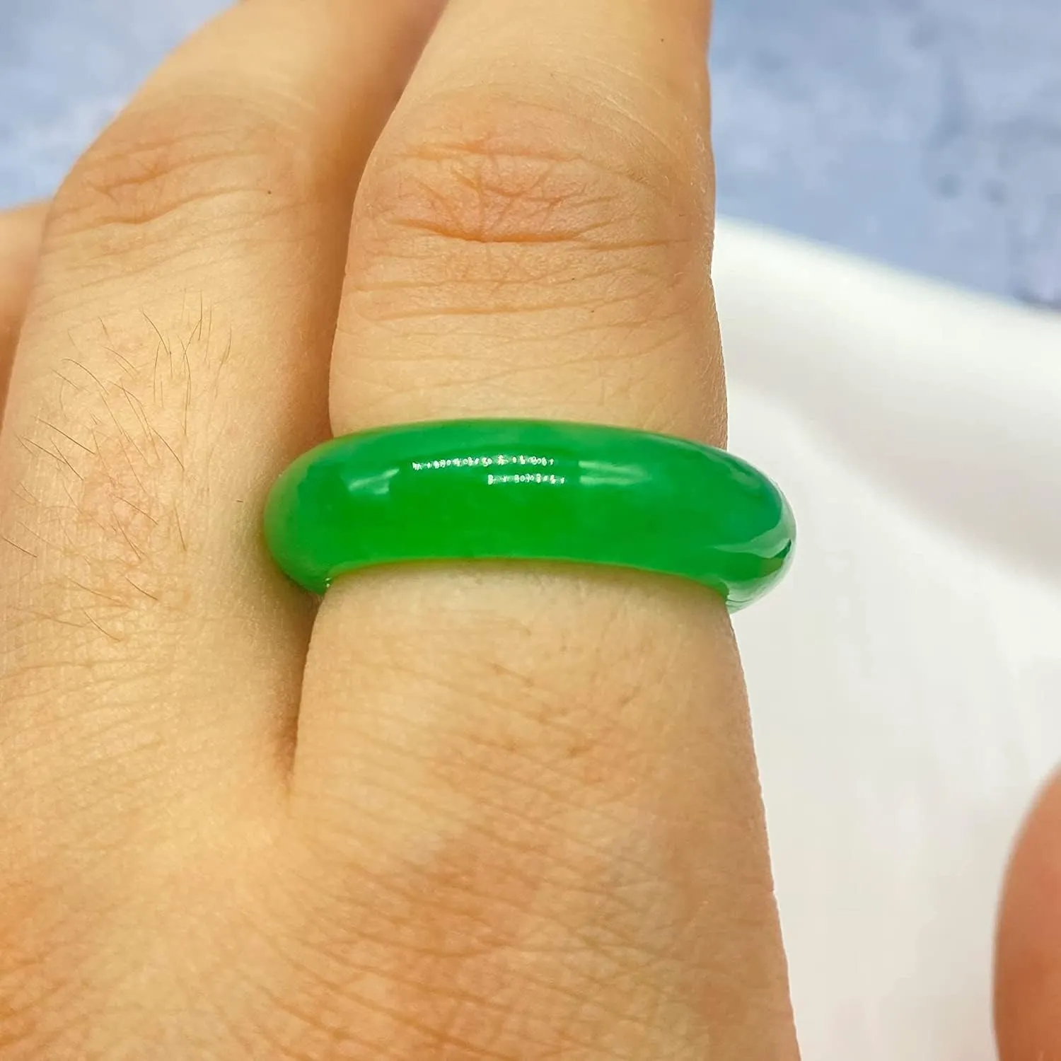 CJIAYUJEW Jade Rings for Women Good Luck Jade Rings Green Jewelry Size6-10