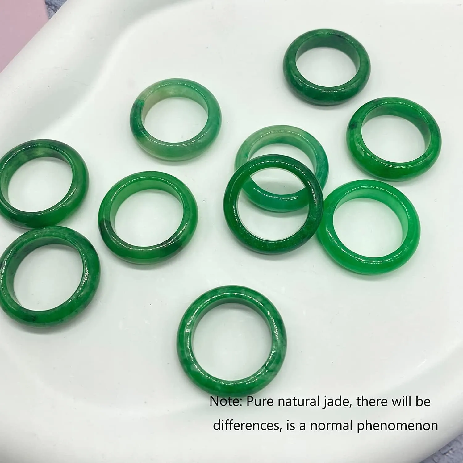 CJIAYUJEW Jade Rings for Women Good Luck Jade Rings Green Jewelry Size6-10