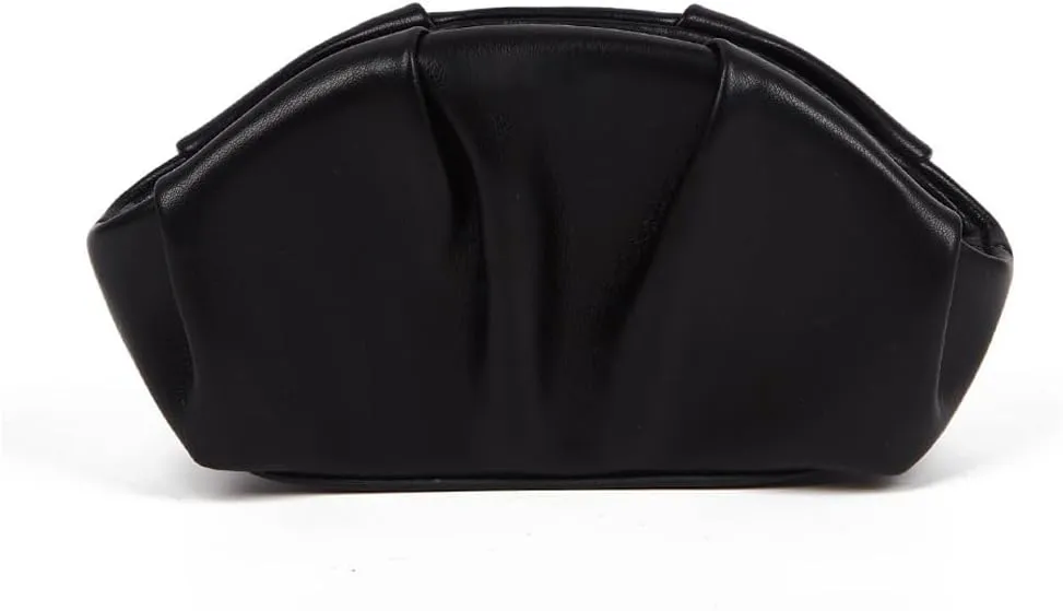 Clutch Purses for Women PU Leather Dressy Pleated Clutch Bag Purses and Handbags Evening Clutch for Weddings Party (Black)