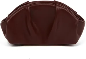 Clutch Purses for Women PU Leather Dressy Pleated Clutch Bag Purses and Handbags Evening Clutch for Weddings Party (Dark Brown)