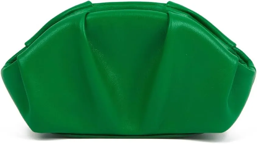 Clutch Purses for Women PU Leather Dressy Pleated Clutch Bag Purses and Handbags Evening Clutch for Weddings Party (Green)
