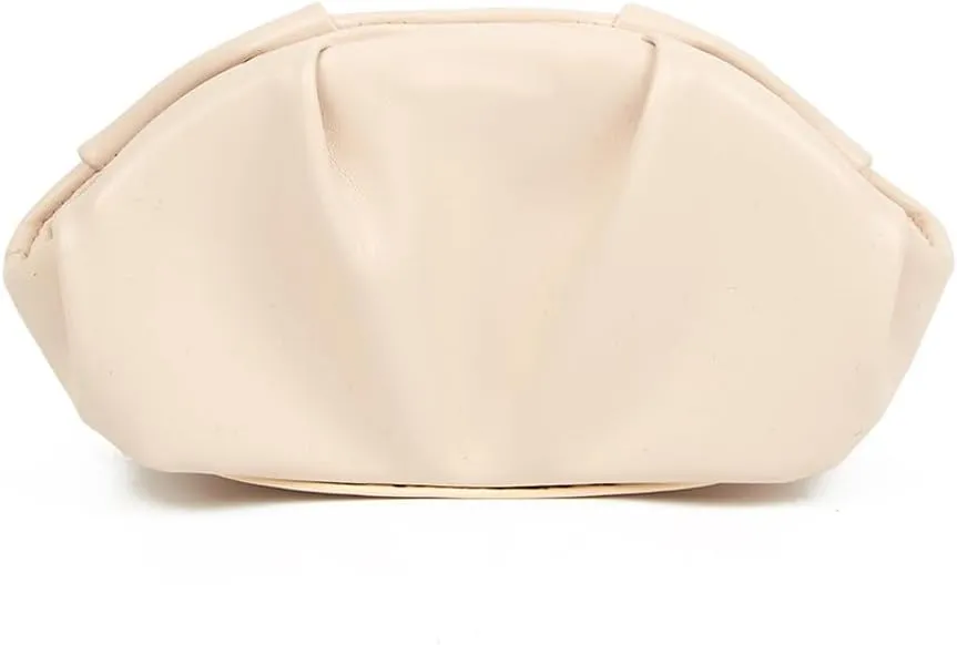Clutch Purses for Women PU Leather Dressy Pleated Clutch Bag Purses and Handbags Evening Clutch for Weddings Party (Off White)
