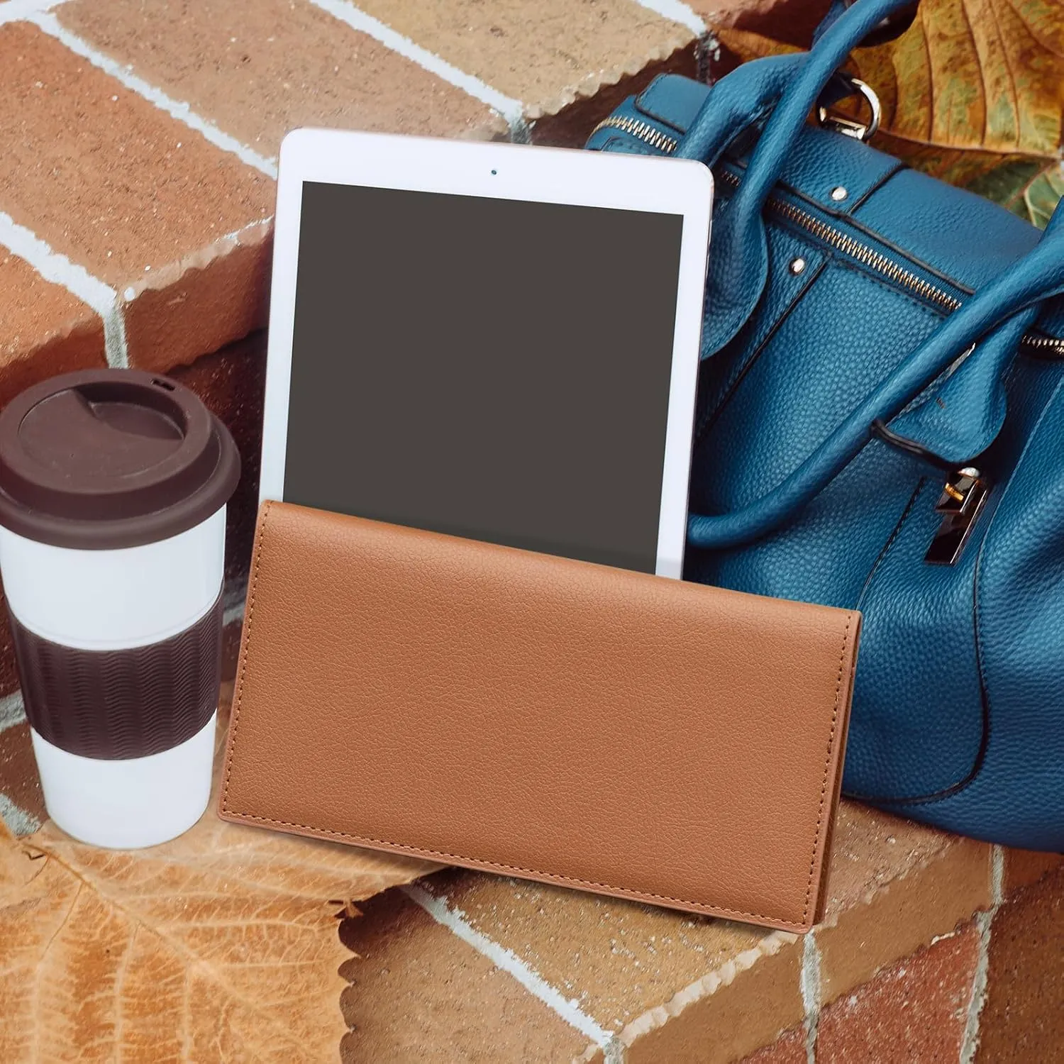 CoBak Premium Leather Checkbook Cover - RFID Blocking, Classic Design, Slim & Durable - Perfect for Personal & Business Checks