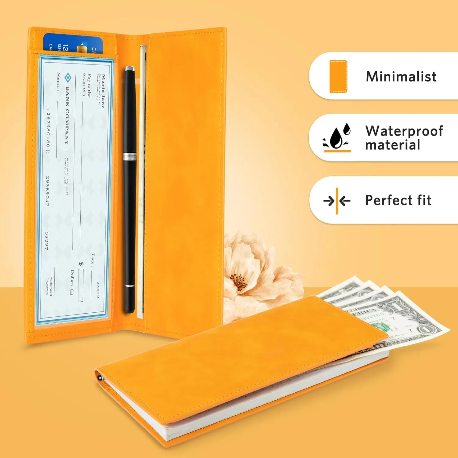 CoBak Premium Leather Checkbook Cover - RFID Blocking, Classic Design, Slim & Durable - Perfect for Personal & Business Checks