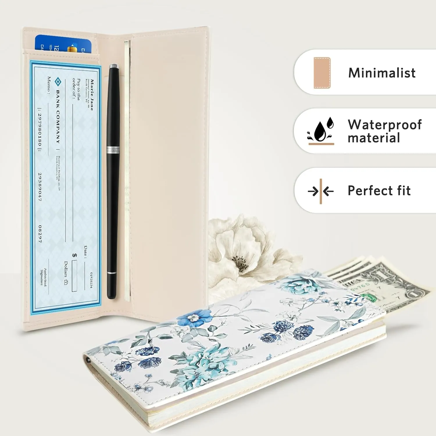 CoBak Premium Leather Checkbook Cover - RFID Blocking, Classic Design, Slim & Durable - Perfect for Personal & Business Checks