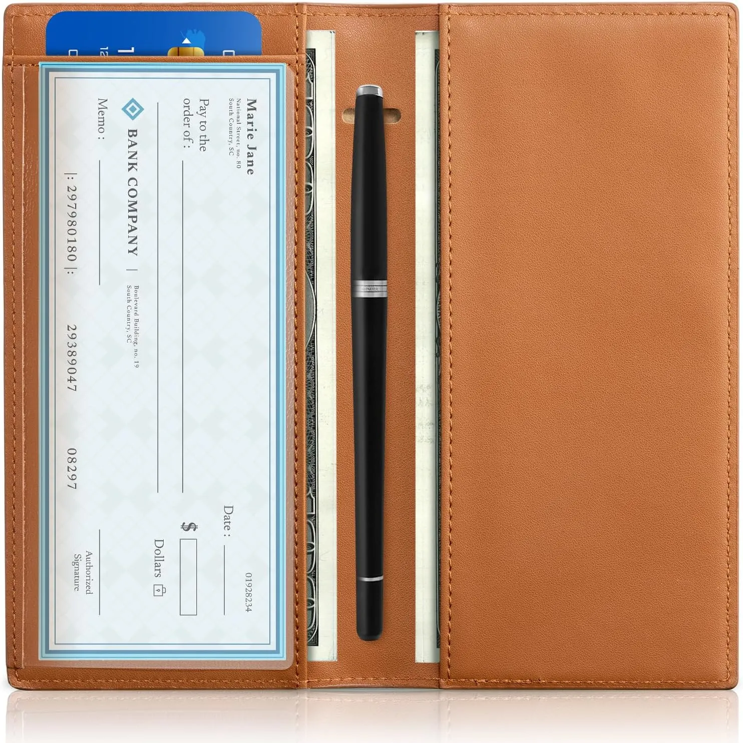 CoBak Premium Leather Checkbook Cover - RFID Blocking, Classic Design, Slim & Durable - Perfect for Personal & Business Checks