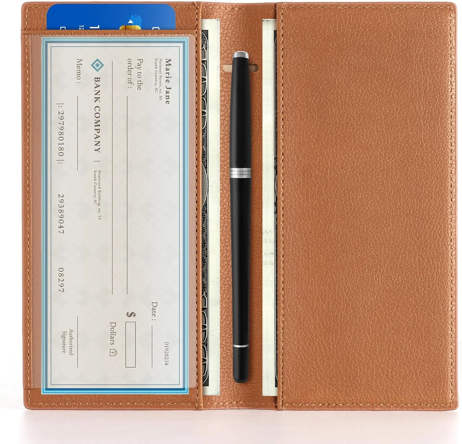 CoBak Premium Leather Checkbook Cover - RFID Blocking, Classic Design, Slim & Durable - Perfect for Personal & Business Checks