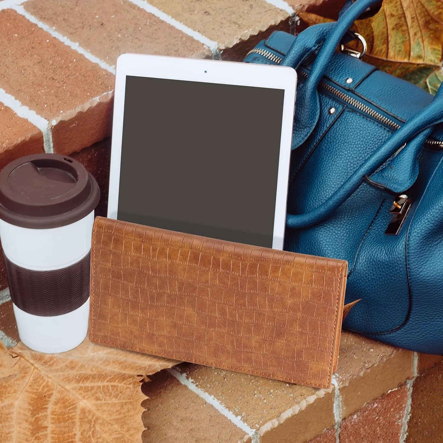 CoBak Premium Leather Checkbook Cover - RFID Blocking, Classic Design, Slim & Durable - Perfect for Personal & Business Checks