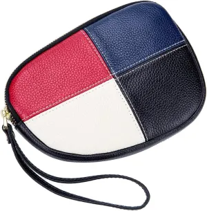 Contrast Color Patchwork Clutch bag for Women Leather Handbags Evening Bags Wallet Purse Pouch with Wrist Strap