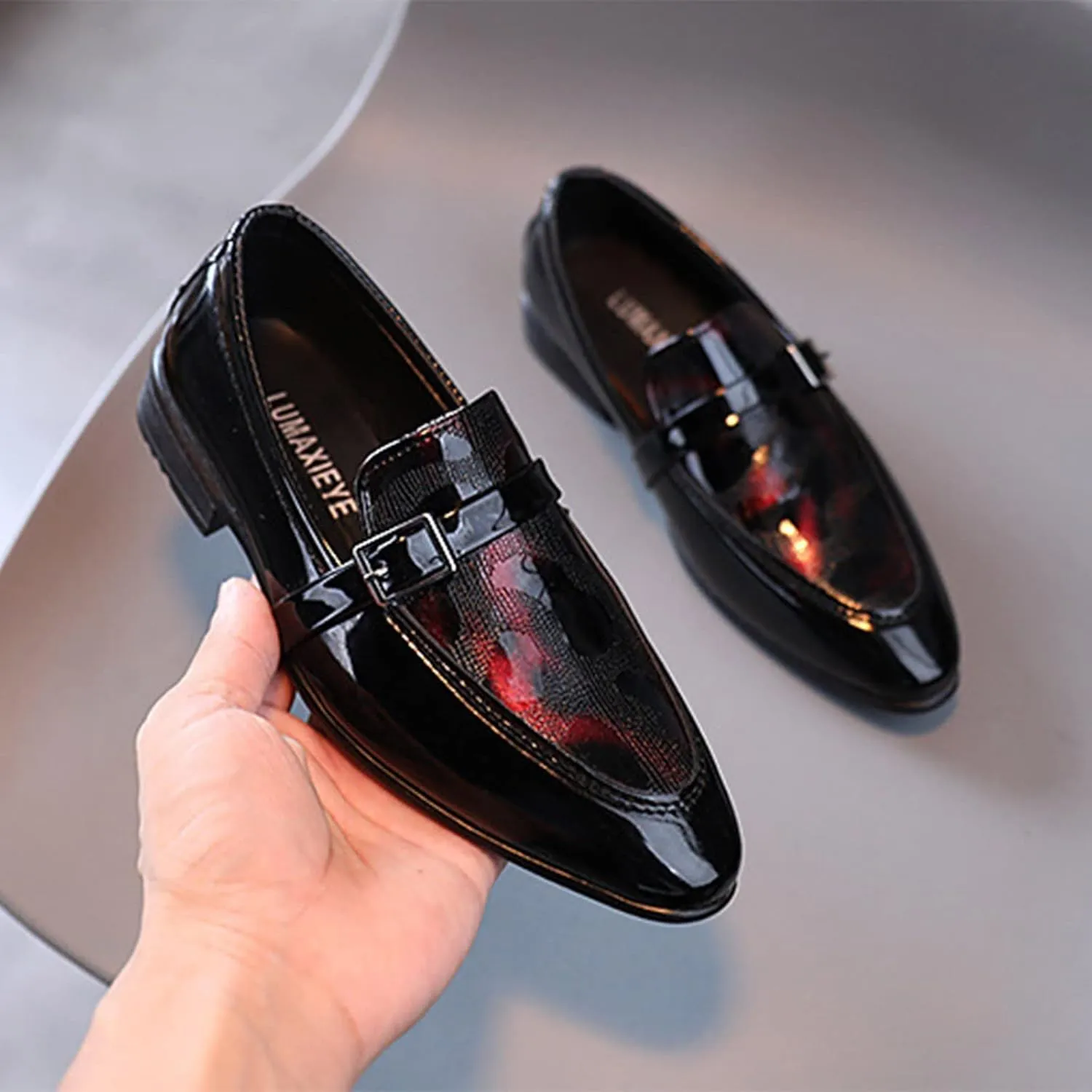 Cowboy Boot Boys Summer and Autumn Fashion Boys Casual Leather Shoes Solid Color Lace Up Pointed Lace Up Classic Boot