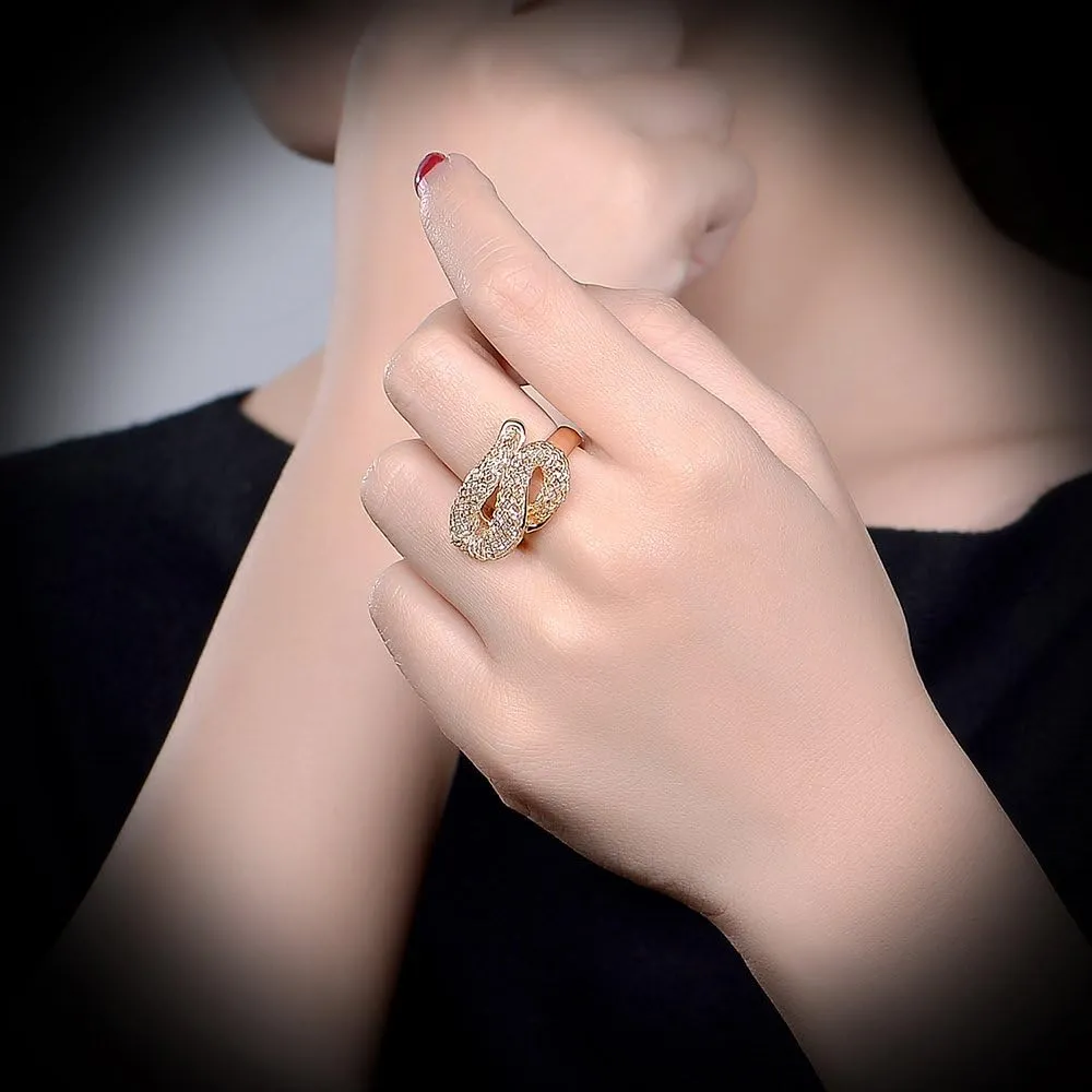 Cubic Zirconia Statement Rings Fashion Rose Gold Mesh Crystal CZ Chunky Ring for Women