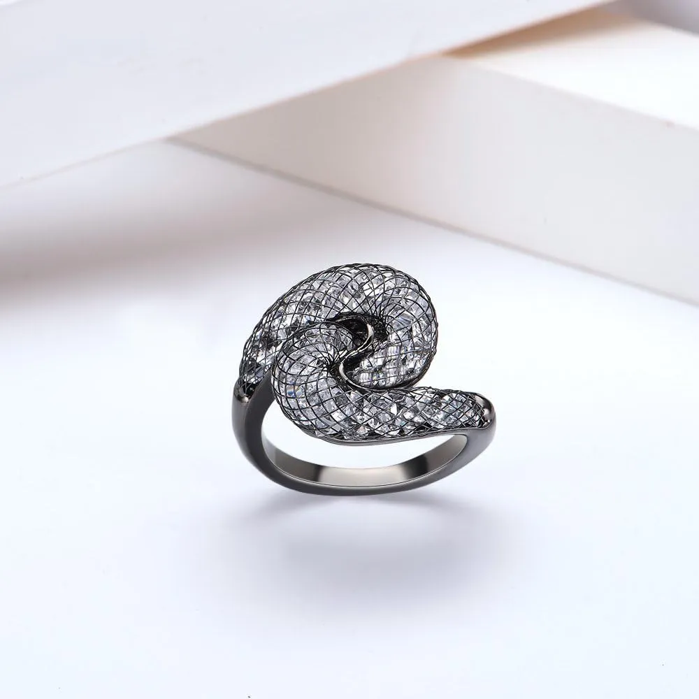 Cubic Zirconia Statement Rings Fashion Rose Gold Mesh Crystal CZ Chunky Ring for Women