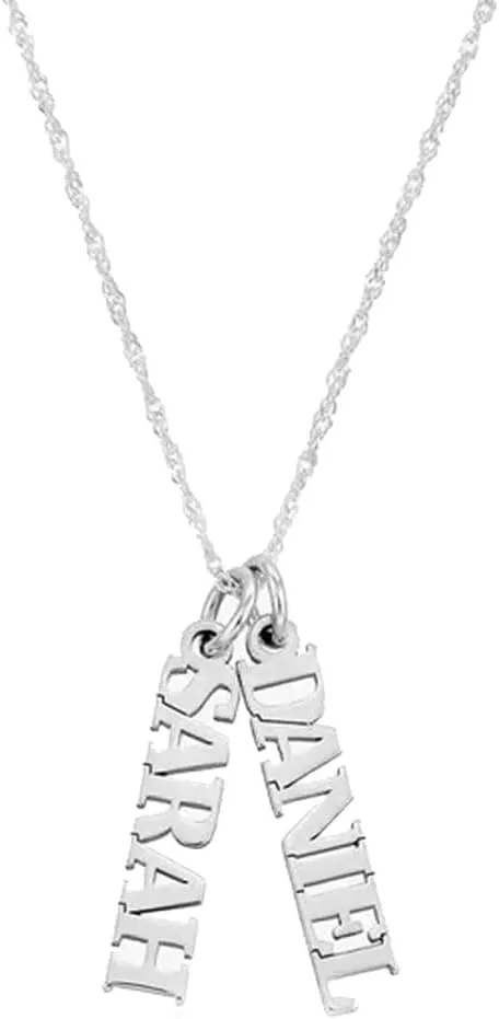 Custom Vertical Name Pendant Necklace, Personalized Custom Stainless Steel Name Pendant for Her Him,Vertical Pendant Jewelry Gift