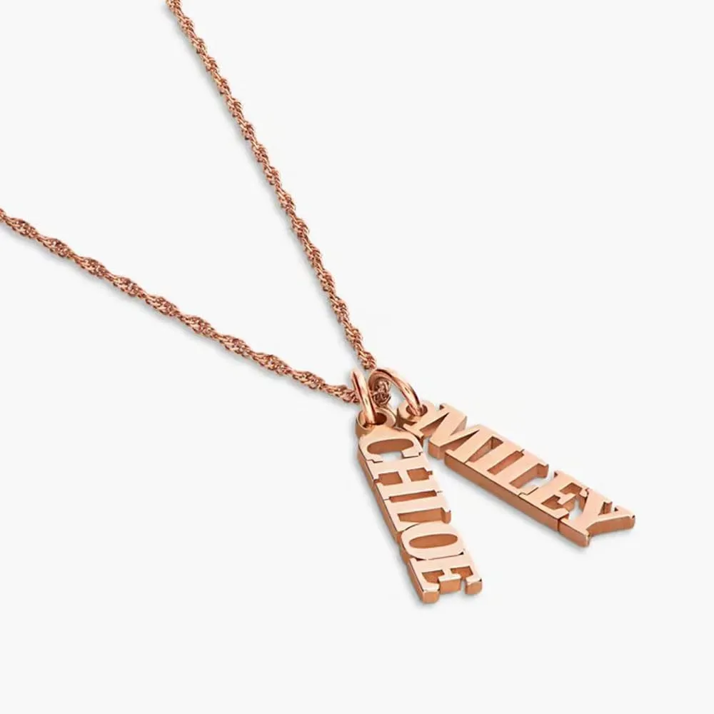 Custom Vertical Name Pendant Necklace, Personalized Custom Stainless Steel Name Pendant for Her Him,Vertical Pendant Jewelry Gift