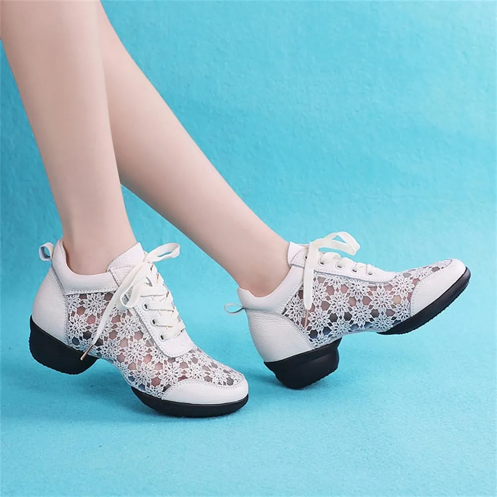 Dance Shoes for Women Lace-Up Jazz Shoes Professional Teaching Latin Dance Heels Closed-Toe Ballroom Salsa Dance Shoes