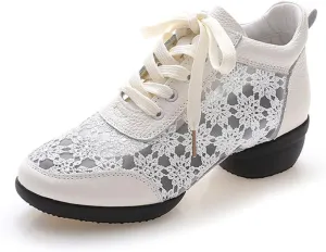 Dance Shoes for Women Lace-Up Jazz Shoes Professional Teaching Latin Dance Heels Closed-Toe Ballroom Salsa Dance Shoes