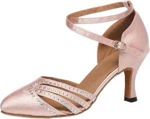 Dancing Shoes for Woman Latin Dance Shoes Ladies Salsa Tango Ballroom Party Dancing Shoes Satin Girls Wedding High Heel(Indoor 4.5cm Heel,41)