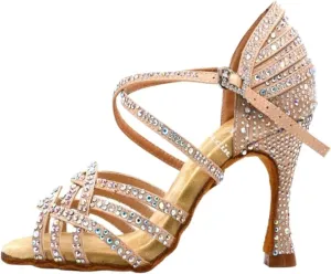 Dancing Shoes for Woman Women Salsa Dance Shoes Latin Ballroom Shoes Latin Dance Shoes Tango Party Shoes 9cm(Skin Heel 9cm,10.5)