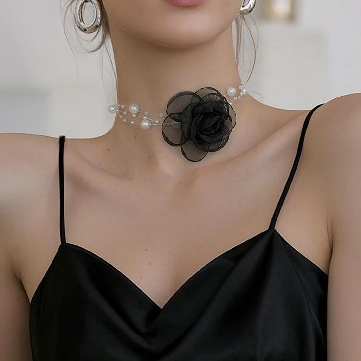 Deep Purple Rose Choker Gothic Rose Vintage Handmade Collarbone Necklace Elegant French Flower Adjustable Charm Chain for Women Wedding Holiday Costume Party Jewelry