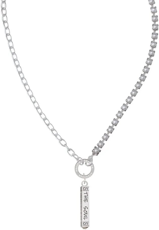 Delight Jewelry Hope Anchors the Soul Bar Stronger Braver Smarter Mixed Cable and Imitation Pearl Chain Choker Necklace, 14.75-17"