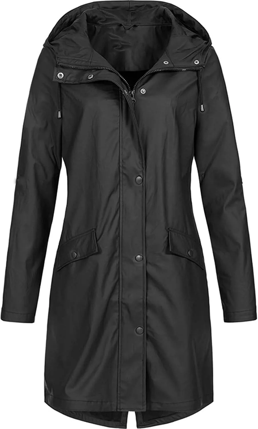 DESKABLY Women Plus Size Coat fashion Solid Rain Jacket Outdoor Plus Size Waterproof Hooded Raincoat Windproof Sun protection