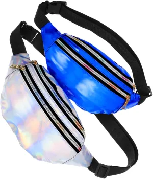 Didiseaon Vintage Holographic Fanny Packs 80s Workout Belt Bags for Sports Large Capacity for Mobiles